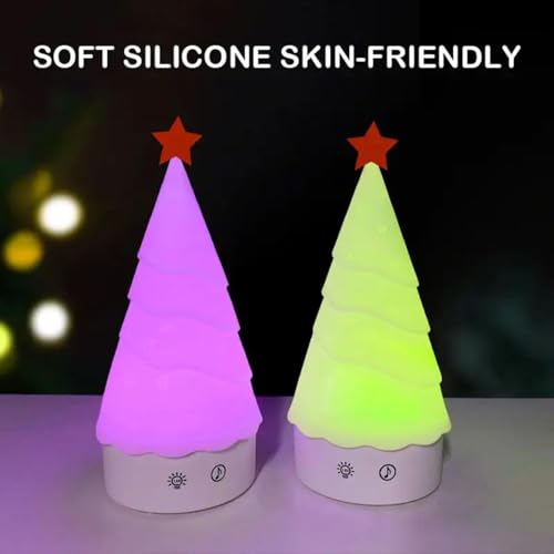 Image of Desidiya Christmas Snow Tree Silicone LED Night Light - Rechargeable Festive Decor for Kids' Bedrooms & Gift Ideas