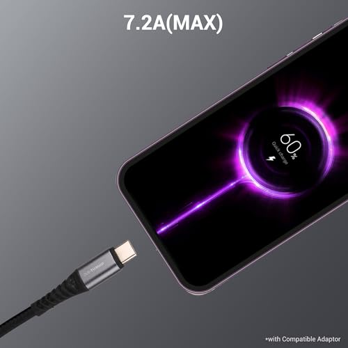 Image of ZEBRONICS TU800P USB - Type C Braided Cable, 80 Watts, Rapid Charging Cable, Charge & Sync, 1M, Compatible with iPhone 15 | Samsung | OnePlus | Xiaomi | Realme | Oppo, Black