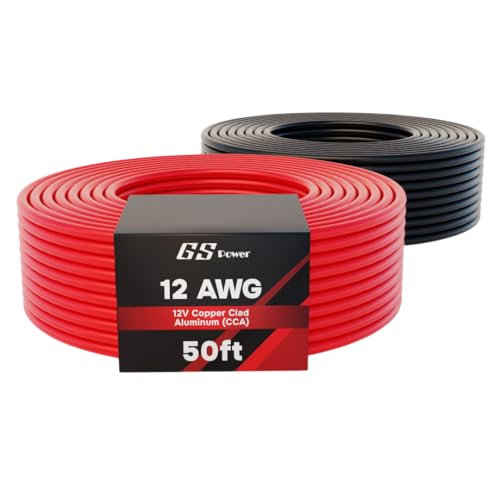 GS Power 100ft CCA 12 Gauge Wire Automotive, Red & Black, 12 AWG 12v, Flexible Speaker Electrical Wire Low Voltage Primary for Car Stereo Audio Trailer Harness Hookup Wiring DIY