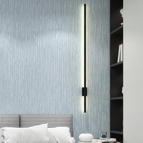 Haimin Grasscloth Wallpaper Textured 24in X 393in Fabric Contact Paper Light Blue Wall Paper Textured Linen Peel and Stick Self-Adhesive Thick Vinyl Embossed Film Wallpaper - Thumbnail 3