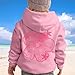 Pink Pom Puff Hoodie Kids Fleece Sweatshirt for Boys & Girls, Gifts for Kids 7-8 Years