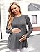 Ekouaer Womens Maternity Tops Long Sleeve Pregnancy Tunic Blouses Crew Neck Ribbed Shirts Pregnant Clothes Grey