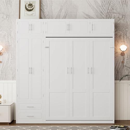 Merax Queen Murphy Bed with Shelves and Wardrobe