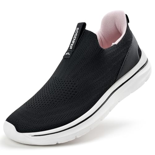 Sosenfer Slip On Sneaker Damen Hands Free Atmungsaktiv Turnschuhe Leicht Mesh Sportschuhe Walkingschuhe Bequme Schlupfschuhe für Gym Fitness HEIBAI-39