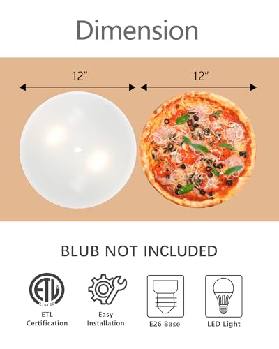 2-Light Flush Mount Ceiling Light, 12 inch Modern Ceiling Light Fixture with White Metal and Frosted Glass Shade for Hallway, Kitchen, Bedroom - Image 3