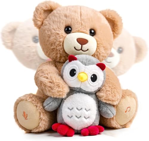 eJog Pup Ours en Peluche Musicale avec Hibou, Nounours Interactive Parlant, Jouet en Peluche Qui Enregistre et Répète, Cadeau pour Bébé Fille Garçon