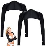 Aster 2Piece Cooling Shawl Arm Sleeve with Finger Hole Sun Protection Cooler Shrug Arms Wrap(Black)