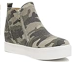 Soda Taylor Hidden Fahsion Wedge Sneaker Shoes Side Zipper (L-KHA Camo, Numeric_5_Point_5)