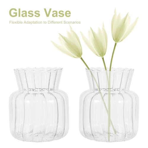 Jarrones pequeños de vidrio jojofuny pack de 4 vasos artesanales transparentes para mesas 4