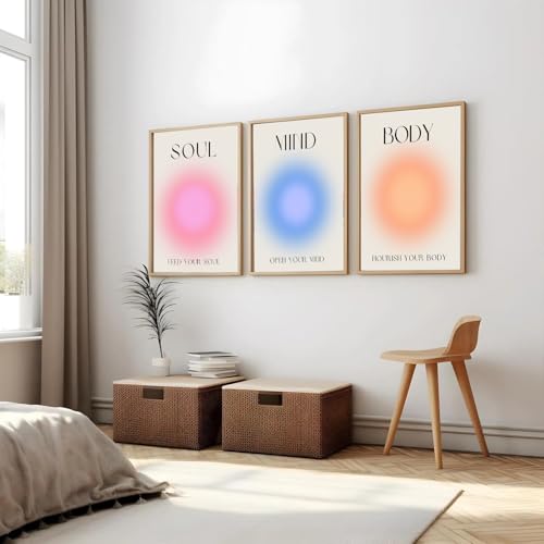 Image of Gamya Spiritual Big Aesthetic Framed Meditation Affirmation Motivational Posters For Living Room, Bedroom Office Wall Decor, Dopamine art /Girls Boys Gift Item (13x19 Inches) (MBS Trio)