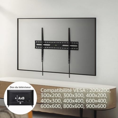 Support TV mural fixe de 60" à 100" (Extra Slim) pour fixation murale - 7