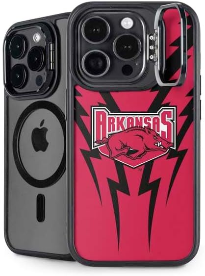 Skinit Kickstand Phone Case Compatible with iPhone 15 Pro Max - Officially Licensed University of Arkansas-Fayetteville Razorbacks Black Design
