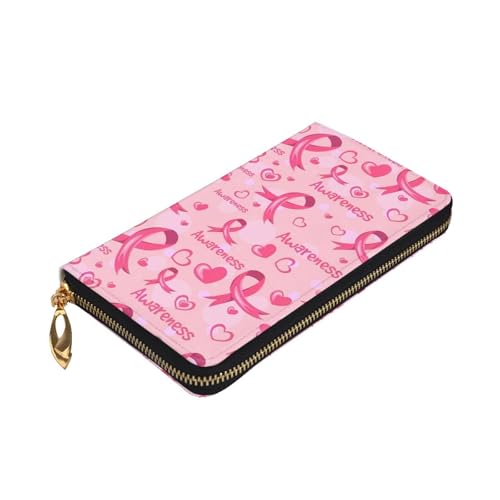 Breast Cancer Awareness Leather Hand Wallet for Women Long Zipper Clutch Purse for Cash Cards Coin3