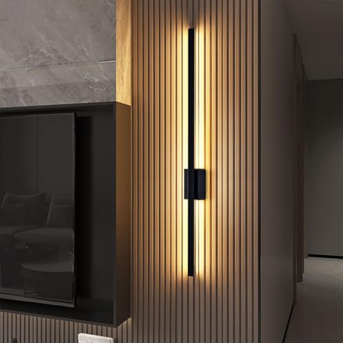 Lámpara de pared LED con 3 temperaturas de color y diseño lineal de hierro negro