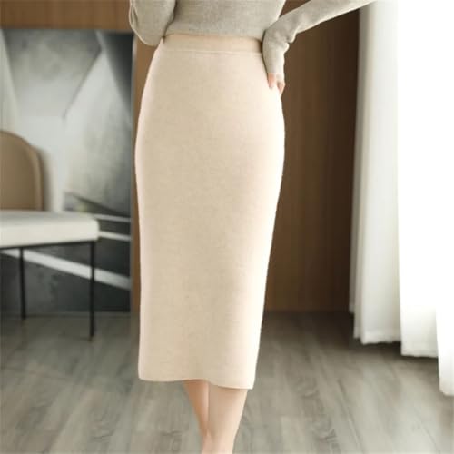 Women's Casual Solid Wool Knit High Waist Skirt Fashion Soft Elastic Slim Business Skirts4