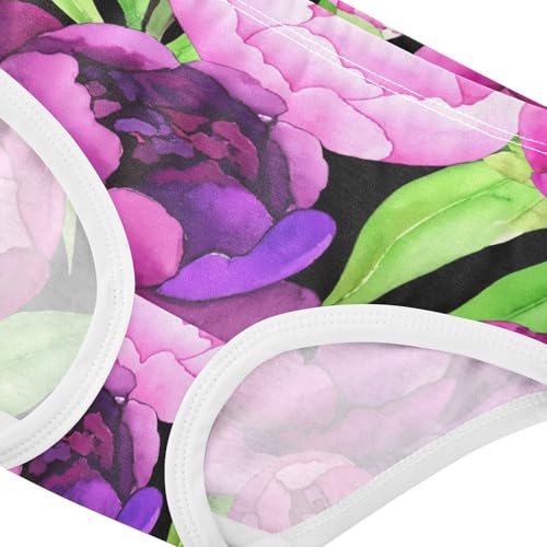 Cotton Toddler Girls Underwear Pink Purple Peonies Green Leaves Black Panties Little Girl Animal Underpants Briefs 2t4