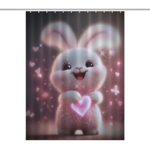 Lapin rideau de douche anti éclaboussure lavable en tissu polyester pour baignoire - 7