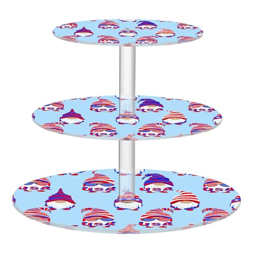 PYBUG Independence Day 3 Tier Acrylic Cupcake Stands Tower,Dessert Table Display Set for Tea Party,Wedding,Birthday, Baby Shower