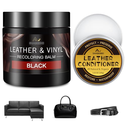 Top 10 Picks for the Best Dye for Leather Shoes Review 13 SHABEIBEI Leather Recoloring Balm with 100ml Mink Oil, Black Leather Repair Kit and Scratch Remover for Furniture, Car Seats, Sofas, Dye & Restorer for Couches, Vinyl, PU, Faux