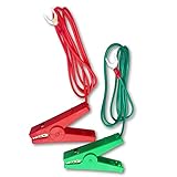 QMARK 2 Pcs Electric Fence Jumper Leads Cable with Crocodile Clip,Fencing System Wire, Energizer Connector, Solar Electric Fence Connector Green and Red New Version (U Terminal)