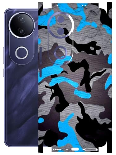 Image of AtOdds - Full Body Back Screen Guard Protector Film - Lamination Wrap Skin Sticker Compatible with VIVO T4R (5G) | Scratchproof Matte Finish (Design - Blue Camo)