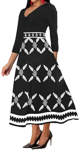 Image of VisiChenup African Print Dress for Women Casual Midi Dress