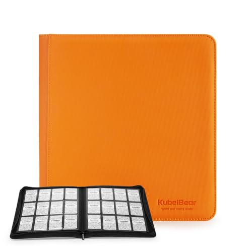 Image of Card Binder - 720 Capacity, Zippered Trading Card Holder for MTG, Sports & Collectible Cards - Acid-Free, Durable & Travel-Friendly Storage (Orange dots, 12 Pocket)
