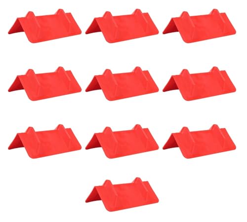 Image of Mytee Products 10 Pack Red Flatbed Edge Protectors - 4 inchx4 inchx11 inch Plastic V Board Flatbed Corner Protectors for Cargo Loads & Tie Down Strap Guard - Fit 1 Strap Up to 4 inch