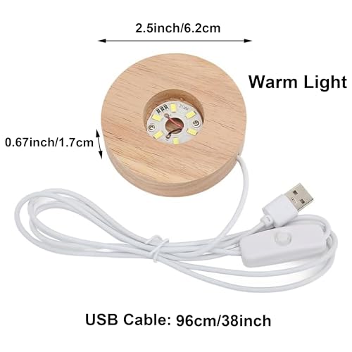 Image of 8-Pack Warm Light LED Base for Crystal Glass Ball - 2.5in LED Wood Display Base - Glass Crystal Artwork, Holiday Party Decoration