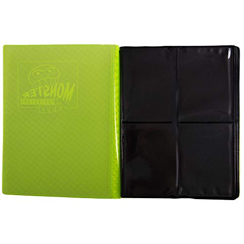 Monster 4 Pocket Trading Card Album- 20 Side Loading, Theft Deterrent, Padded Pages For Extra Protection-Deluxe Binder Holds 160 Yugioh, Mtg, Magic The Gathering, Pokémon & Sport Cards-Holofoil Yellow #TOP4
