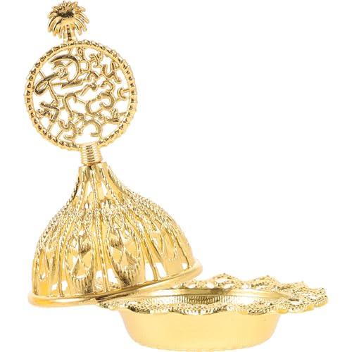 TOPPERFUN Incensario Árabe Mini de Metal Dorado Quemador de Incienso Diseño Calado y Forma de Torre Tamaño Pequeño Decoración para Aromaterapia y Ambiente Oriental el Hogar