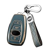 Custodia In TPU Morbido Per Chiave Auto Subaru (BRZ, Forester, Impreza, WRX, XV, Legacy, Outback 2015-2018) Con Portachiavi In Metallo - Blu - 4