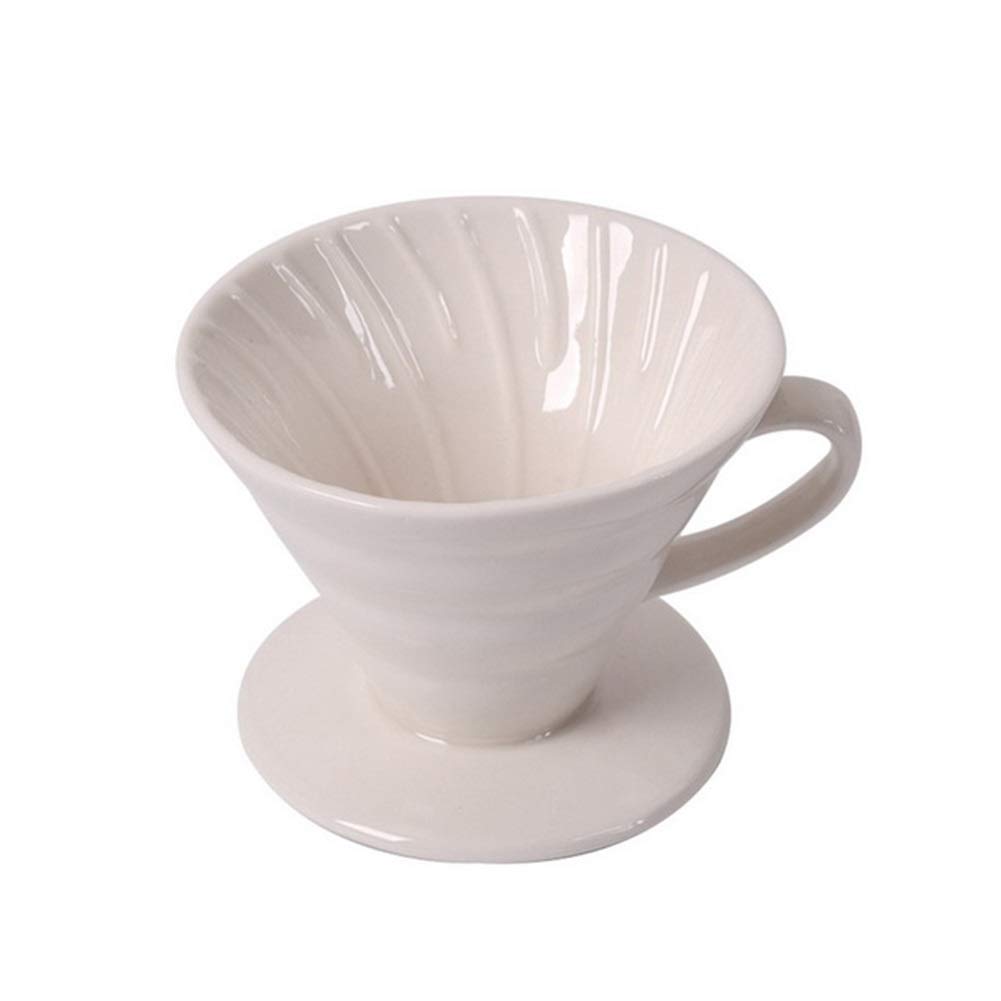 UUMFP Coffee Filter, Permanent Ceramic V60 Cone, Reusable Coffee Dripper, 1 Unit, White