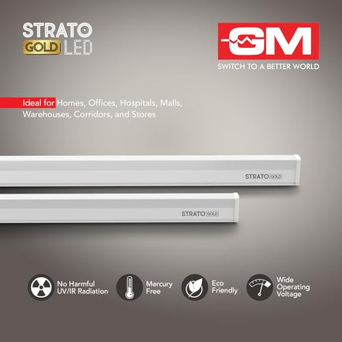 Image of GM Strato LED Batten | 20W LED Light | 2200 Lumens Bright Output | 10 Years Life | 60% Energy Saving | Glare-free Illumination | Durable Body | For Homes, Offices & Other Spaces - Pack of 10