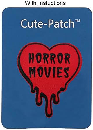 Last Minute Halloween Costumes, I Love Horror Movies Meme Embroidered Iron on Patch, Black, 3.5 inches high x 3.5 inches wide - Image 4
