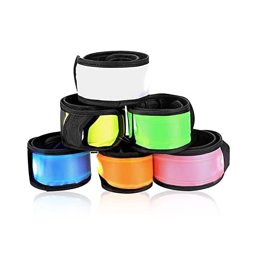 esonstyle Pack of 6 LED Light Up Band Slap Bracelets Night Safety Wrist Band for Cycling Walking Running Concert Camping Outdoor Sports (6 Pack)
