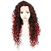 Ebingoo Red Mix Black Long Curly Free Part Synthetic Lace Front Wig (Red Mixed Black)