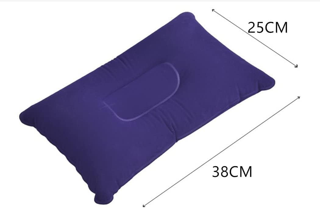 2 Pack Inflatable Pillow Blue Ultralight Pillow Camping Travel Pillow Small Squared Flocked Fabric Air Pillow for Camping and Hiking