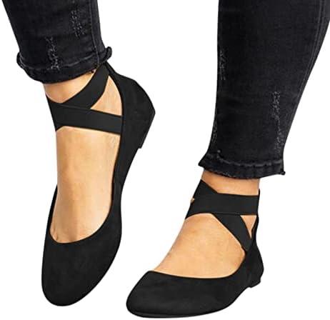 Yanzhenglip Black Sandals Women Flat Dressy, Women's Lace-Up Sandal Closed Toe Round Toe Casual Dance Shoes Spring Summer Walking Shoes