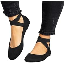 Black Womens Flats Shoes Dressy Comfort, Ballet Shoes for Women Causal Shoes Elastic Strap Flat Shoes Flats for Plantar Fasciitis for Women