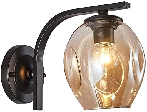 Aplique de pared moderno , Lámpara de pared Lámpara de pared de metal negro nórdico Lámpara de pared de vidrio Lámpara de pared moderna, luces de baño de pared de sala de estar Lámparas de . Compatibl