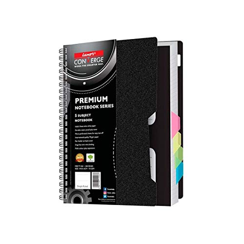 Luxor 5 Subject Notebook | 70 gsm Paper | Single Ruled | Pages - 300 | Count - 1 | 14 x 21.6 CM | Spiral Binding | Versatile for School, Home & Office | Pro & Student-Friendly (Image - 1)