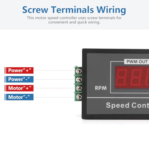 Image of Serplex PWM DC Motor Speed Controller 6V, 60V 30A with Digital Display, Stepless Speed Adjustment, Potentiometer Dial & Start /Stop Switch