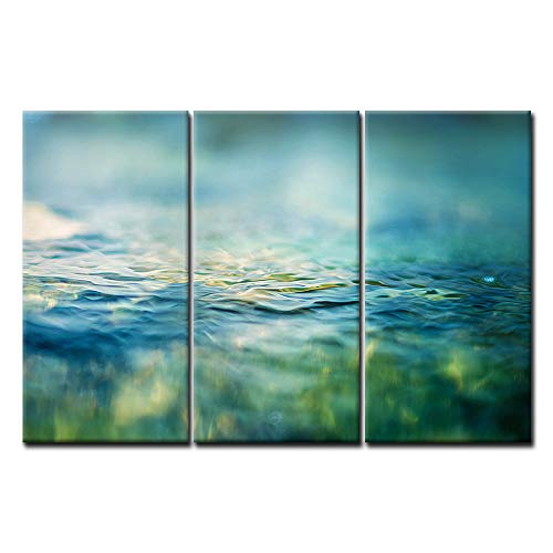 First Wall Art - Agua Baño Cuadros en Lienzo Plantas Verdes Reflejadas en el Agua Decoracion de Pared 3 Piezas Modernos Verde Azulado Mural Fotos para Salon,Dormitorio,Comedor Cover