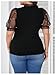 MakeMeChic Women's Plus Size Mesh Patchwork Pearls Tie Neck Top Puff Sleeve Frill Trim T Shirt Tops Black XX-Large Plus