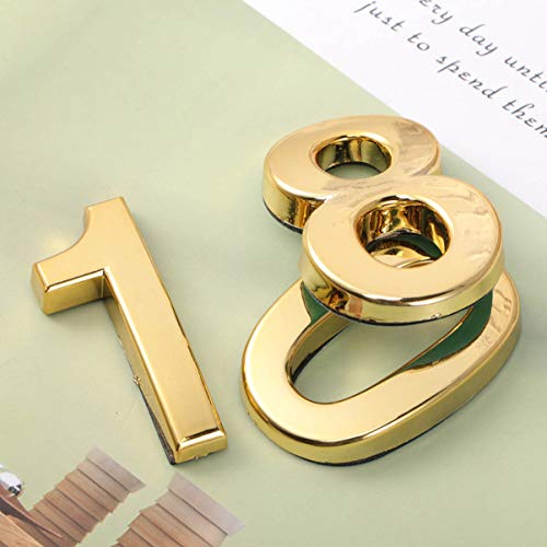 VOSAREA 10 Stücke Tür Zahlen, 3D 0-9 Hausnummer Aufkleber Selbstklebende Türnummer Golden Briefkasten Zahlen Adresse Haus Nummern für Haus Hotel Tür, 5cm