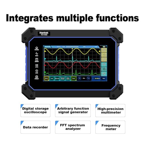 Image of Hantek TO1112D Touch Screen Tablet Oscilloscope, 2 Channel Handheld Digital Oscilloscope with Signal Generator and Multimeter, 110MHz