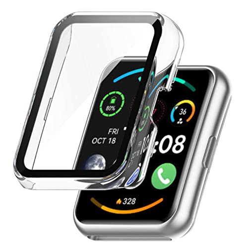 For HUAWEI WATCH FIT2 ��p�P�[�X�yHVUYAL�z��̌^ �����K���X �ی�J�o�[ �S�ʕی� �����K���X��� 9H�ی�t�B����+PC�J�o�[ �����ȒP �ϏՌ� �����ߗ� �w��h�~ (�N���A)