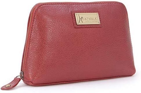 CATWALK COLLECTION HANDBAGS - Women's Leather Cosmetic Bag / Makeup Pouch / Travel Beauty Case - Emma - Black