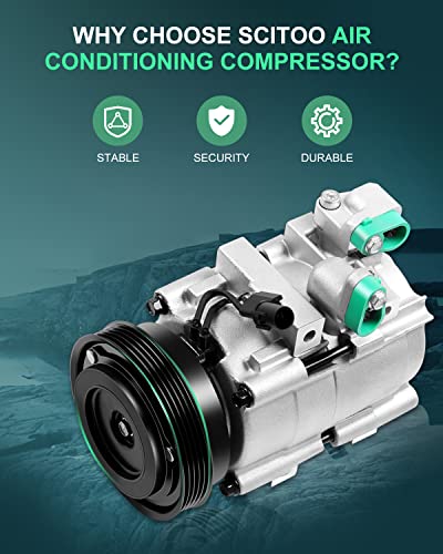 Image of SCITOO AC Compressor for Hyundai for Sonata 2.4L 1999-2005 | Fast Cooling, Ultra Low Noise (≤72 dB)Air Conditioner Compressor with Clutch, Easy Installation, C1456 C1456R 700751